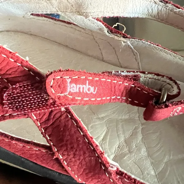 JAMBU Spain Red Suede Strappy Mary Jane Style Sandals Women’s Size 9 Comfort - Image 6