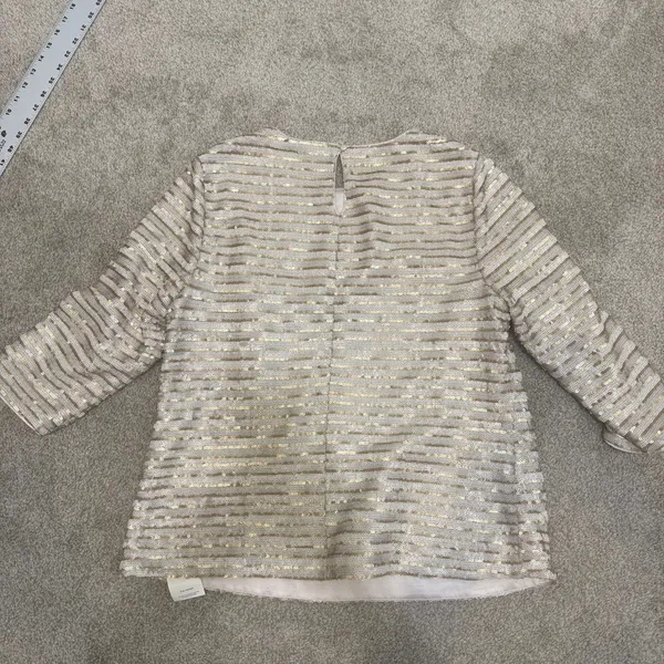 Boden 14 gold sequin 1/2 sleeve top formal blouse lined striped TB 3264 - Image 8