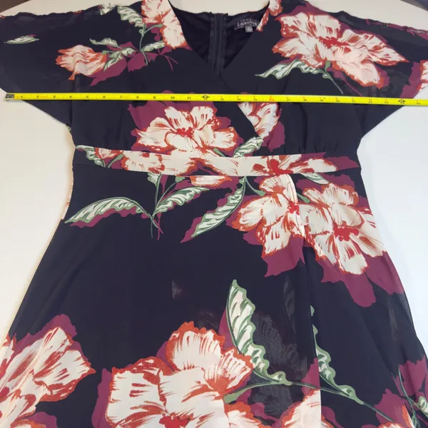Luxology Women Black Floral Wrap Maxi‎ Dress Flutter Sleeve High Low Hem Wedding - Image 13