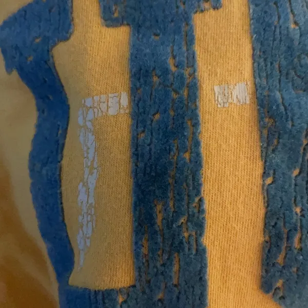 Distressed vintage UCLA college tee yellow and blue large 90’s - Image 5