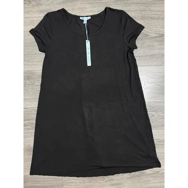She & Sky Lounge‎ Midi Dress M Black Short Sleeve Scoop Neck A-Line T-Shirt Minimalist - Image 8