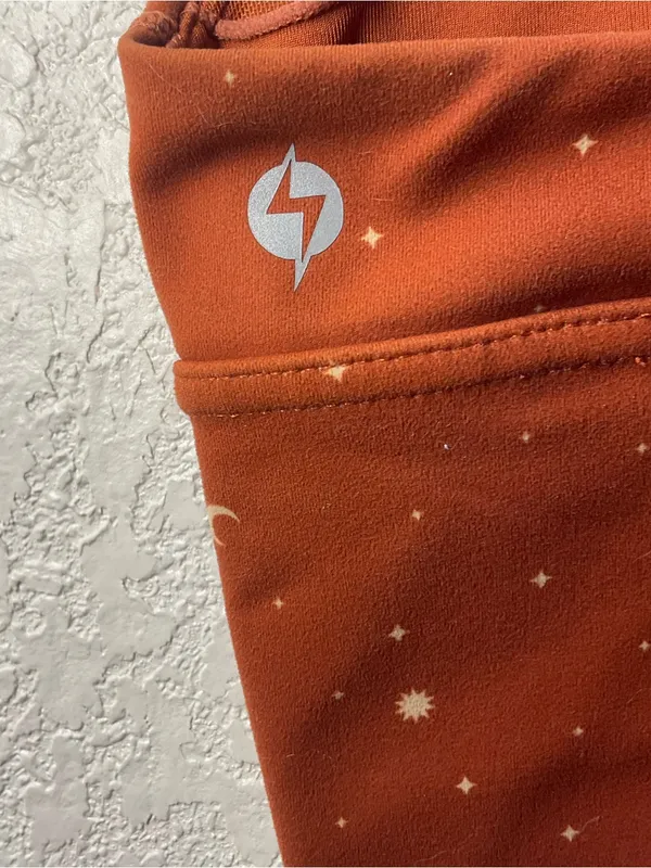 POPFLEX Rust Crescent & Star Print Sports Bra S - Image 4