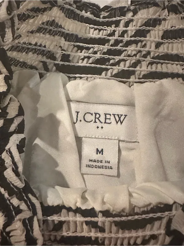 NWOT J. Crew Black and White Smocked Zebra Top. Sz Medium - Image 3