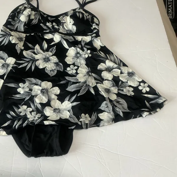 Floral Black and cream one piece Swimsuit - Image 3
