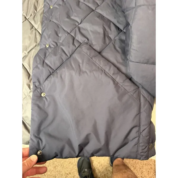 Size Large Tall Banana Republic Dark Blue Quilted Jacket Coat Reversible - Image 4