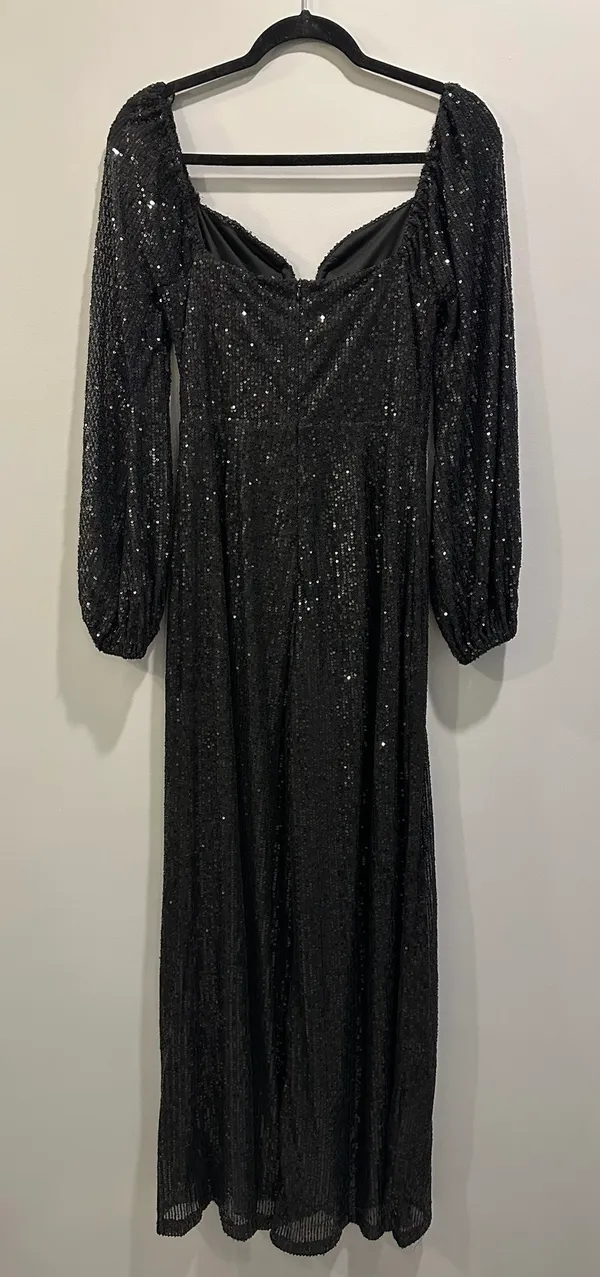 Main Strip Long Sleeve Sequin Jumpsuit Black - Image 2