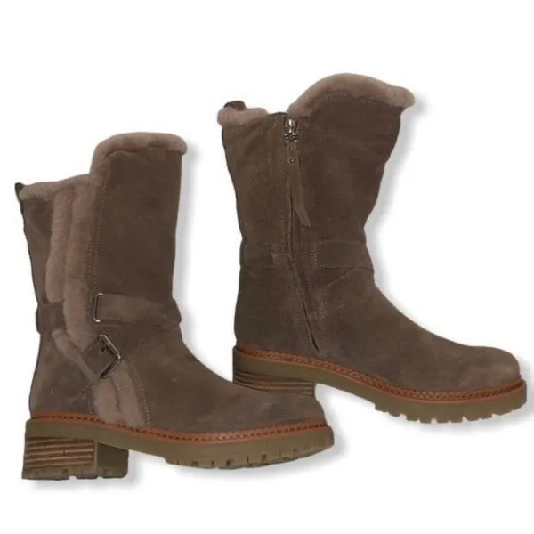 New Sam Edelman Jailyn Taupe Suede Leather Mid Calf Boots Size 6 Chic Preppy - Image 4