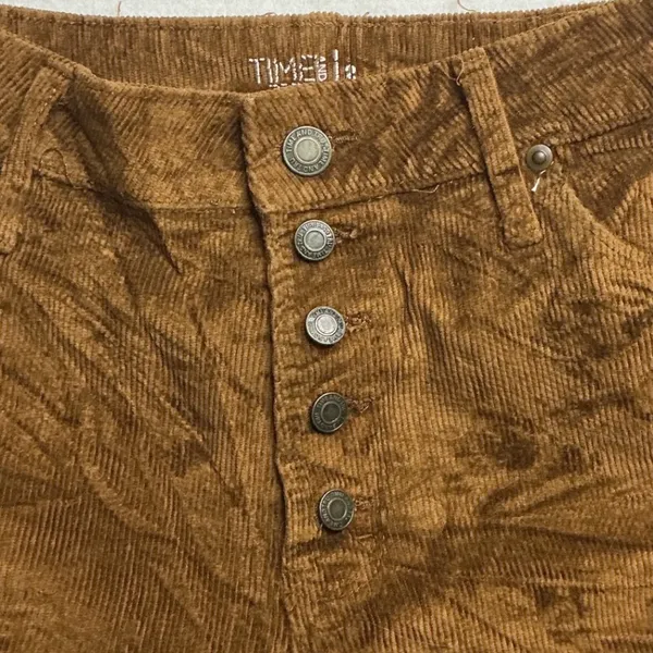 Time and Tru Womens Brown High Rise Wide Leg Corduroy Pants Size 2 Button Fly - Image 2