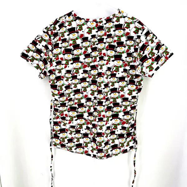 Serene Uniforms Christmas Snowman Frosty Buttery Soft Scrub Uniform Top LARGE - Image 2