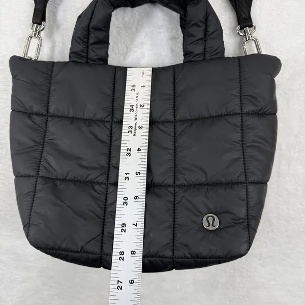 Lululemon Quilted Grid‎ Tote Bag Mini Black Puffer Crossbody Handbag LU9BETS - Image 3