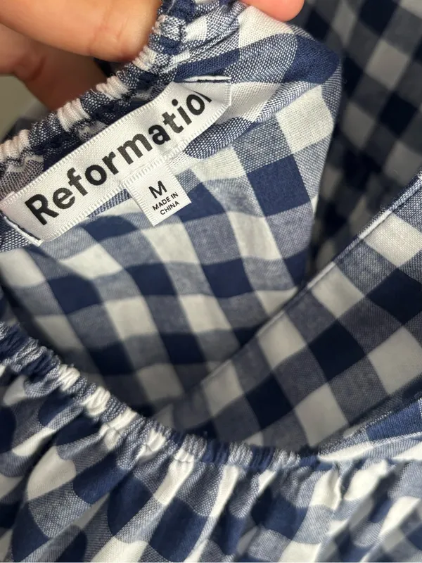 Gingham Reformation Hartford Dress - Image 8