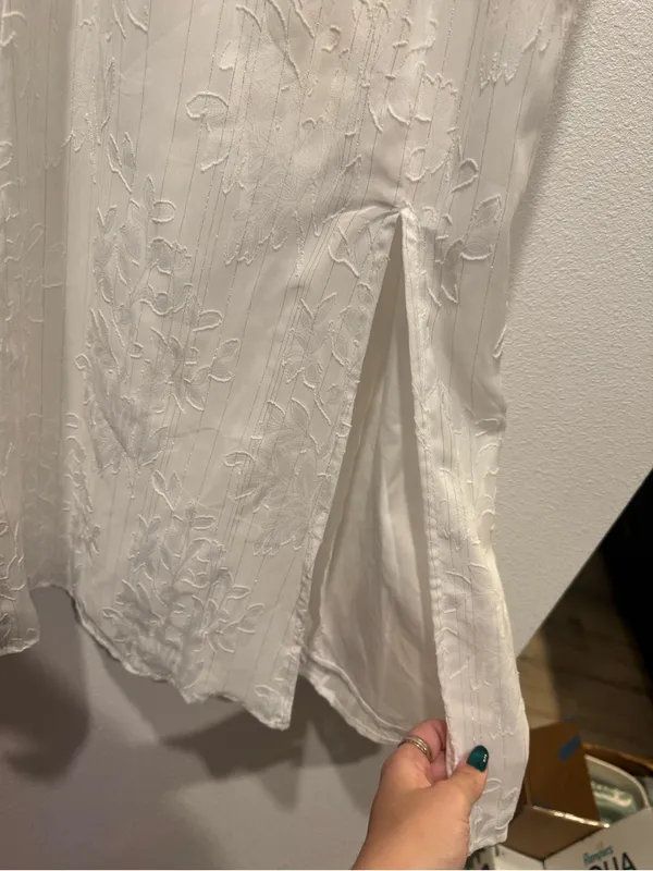 Lulus Loveliest Looks White Floral Jacquard Midi Dress L NWOT - Image 6