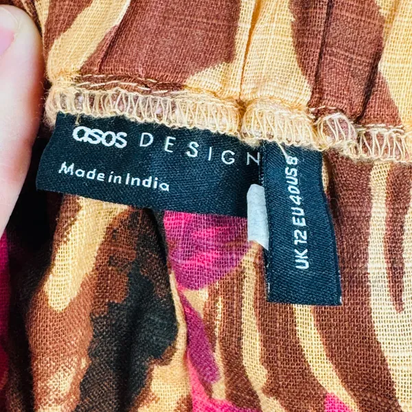 ASOS Maxi Dress Floral‎ Brown Zebra Off Shoulder Sz 8 Resort Vacation Cover Up - Image 3