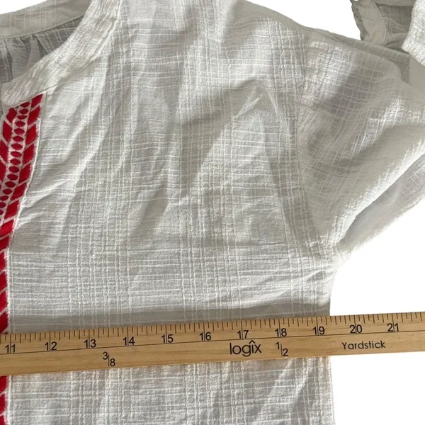Womens Embroidered Peasant Blouse Size XS White BOHO Cotton Lightweight - Image 7