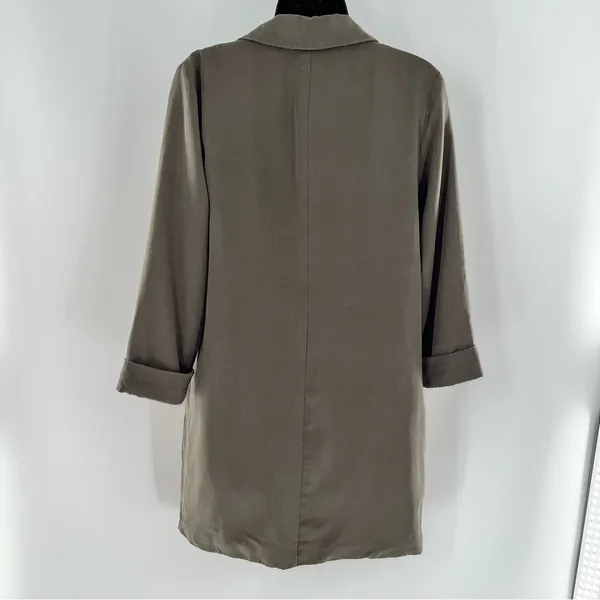 Lovers + Friends Olive Green Double-Breasted Trench Short Coat/Long Jacket-Sz S - Image 2