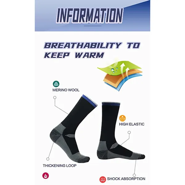 Merino Wool Cushioned Outdoor Hiking, Work, Trekking Socks Medium - Image 3