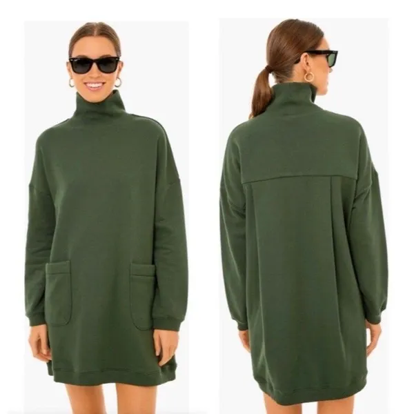 Pomander Place TuckerNuck Porter Sweatshirt Dress Womens Small Green Pockets - Image 2