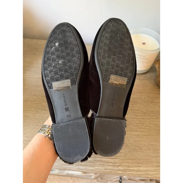 Birdies The Phoebe Velvet Faux Fur Slippers Women Black‎ 9.5 - Image 4
