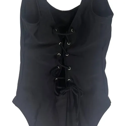 California Sunshine‎ Women's Size Medium Pineapple Print Black Swimsuit - Image 5