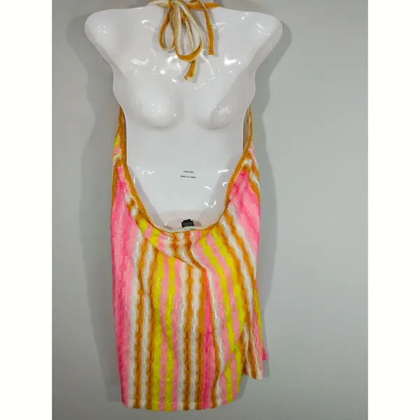 Wild Fable Multicolor Crochet Striped Halter Dress XXL NWT‎ Vacation Coastal - Image 6