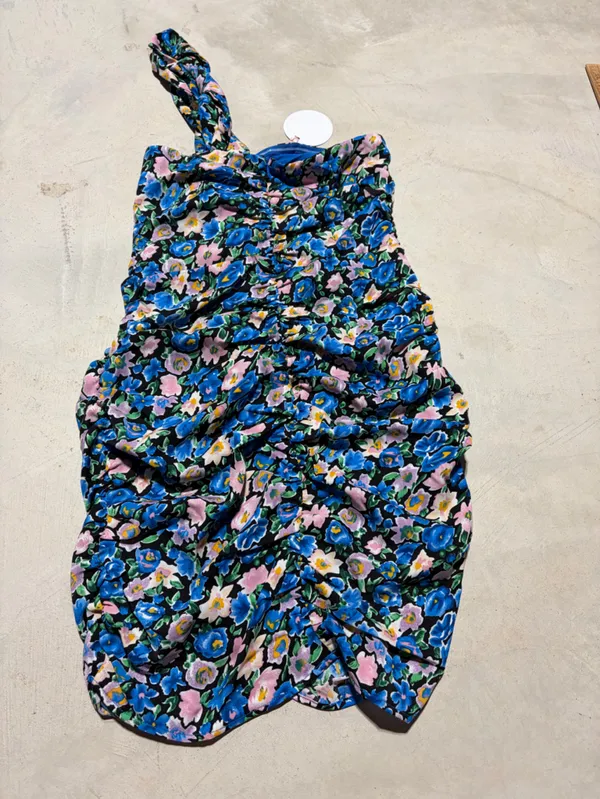 More to come Maggie twist mini dress One-Shoulder Floral Blue pink NWT small - Image 9
