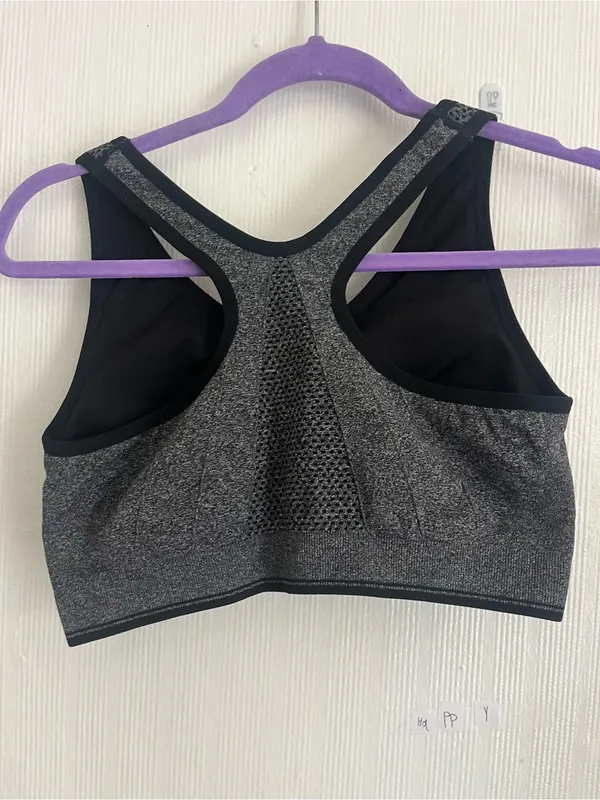 Front-Zip High Support Sports Bra - Nude/Gray - Image 7