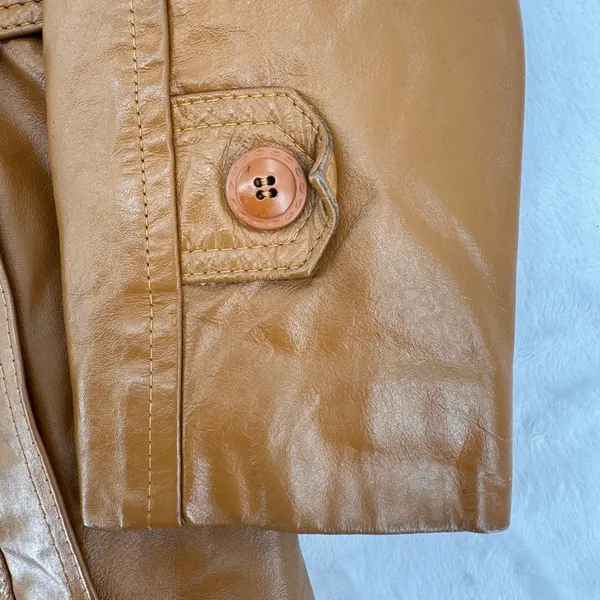 Vintage 70s Leather Jacket Brown Double Breasted Belted Union Made in USA Retro - Image 6