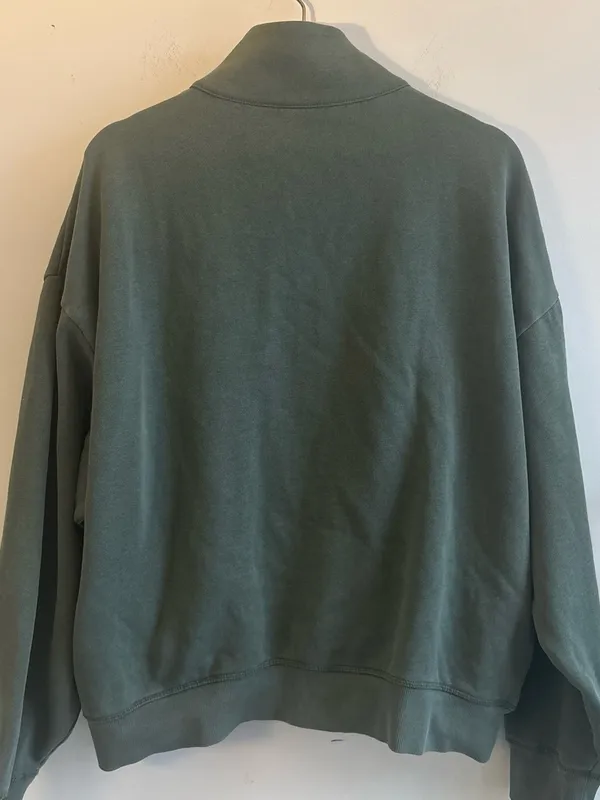 PINK Victoria's Secret Olive Green Full-Zip Mock Neck Sweatshirt - Image 3