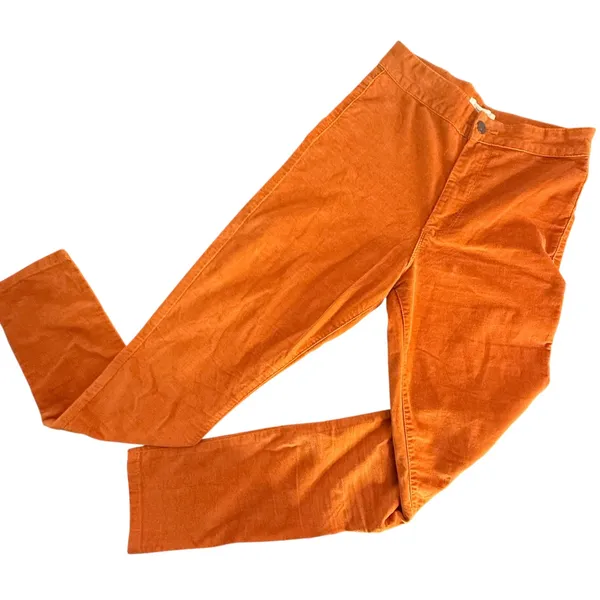 Forever 21 Burnt Orange High Rise Corduroy Pants Size‎ XS Retro BOHO Skinny - Image 2