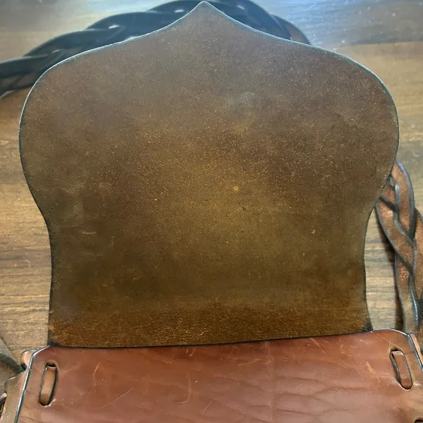 Vintage Leather Crossbody Bag Brown Braided Strap Boho Retro Rustic 60s 70s‎ - Image 10
