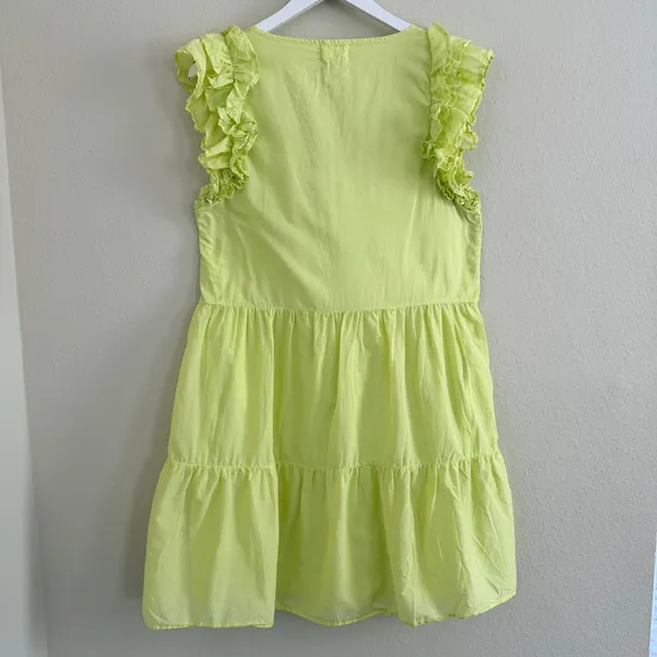 Nation LTD Luella Tiered Mini Dress in Tennis Ball Pima Cotton Pockets Sz Medium - Image 3