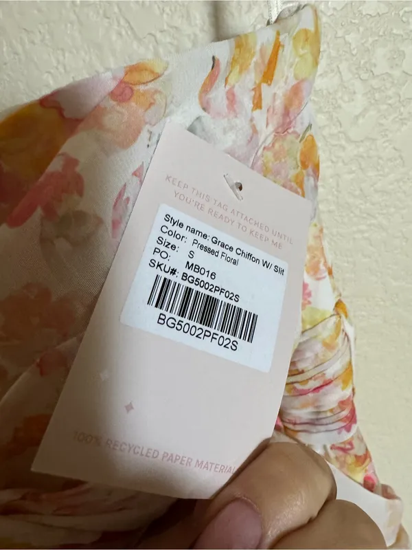 Birdy Grey Grace Convertible Dress with slit in Chiffon Pressed Floral sz S NEW - Image 7