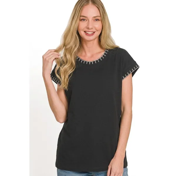 Zenana Stitch Detailed Oversize Top -‎ Small - Image 3