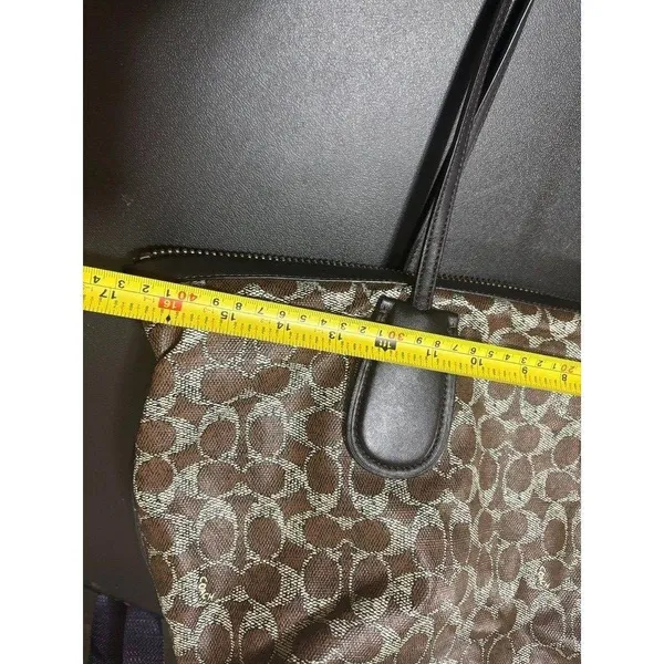 Coach F33504 Taxi Zip Top Tote In Signature Coated Canvas Women Bag Brown - Image 16