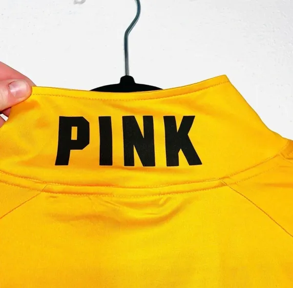PINK Victoria’s Secret Half Zip Top Golden Yellow Fitted Athletic - Image 8