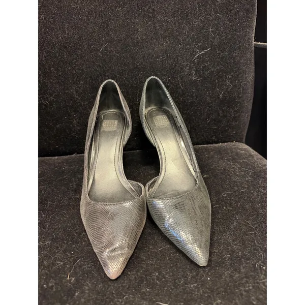 White House Black Market Grey Snakeskin d'Orsay Pointed‎ Toe Pumps Heels Size 8M - Image 5