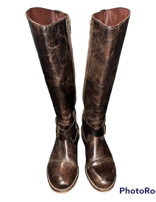 Hinge Brown Tall Distressed Leather Devin Riding Boots size 5.5 - Image 4