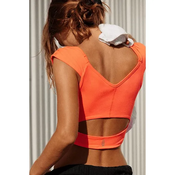 Free People Breathe Deeper Crop Tank Bright Orange Medium NWOT - Image 8
