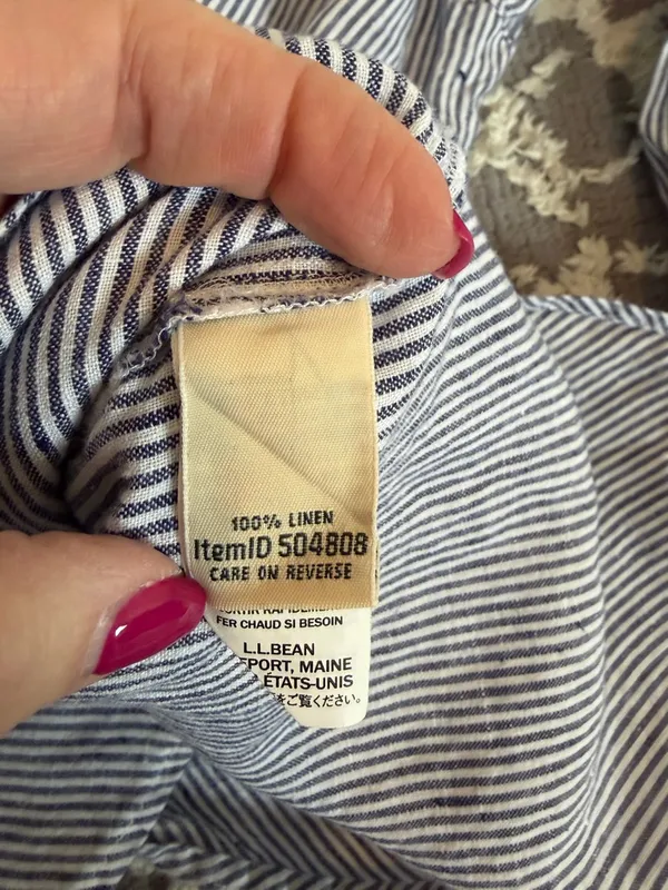 L.L.Bean Linen Pinstripe Pullover Shirt Sz Small Coastal Grandmother Breezy W3 - Image 4