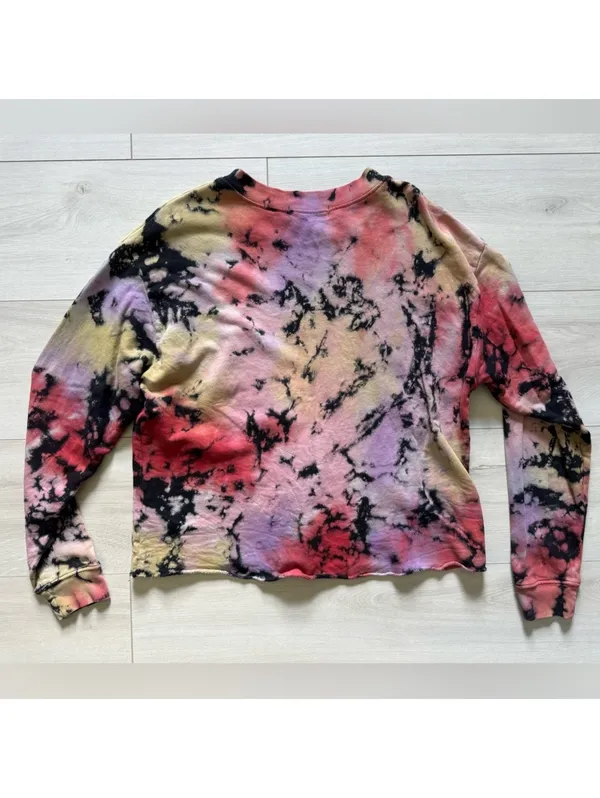 Anthropologie LETLUV Retro Artsy Eco Aesthetic Cotton Tie Dye Crewneck small - Image 6