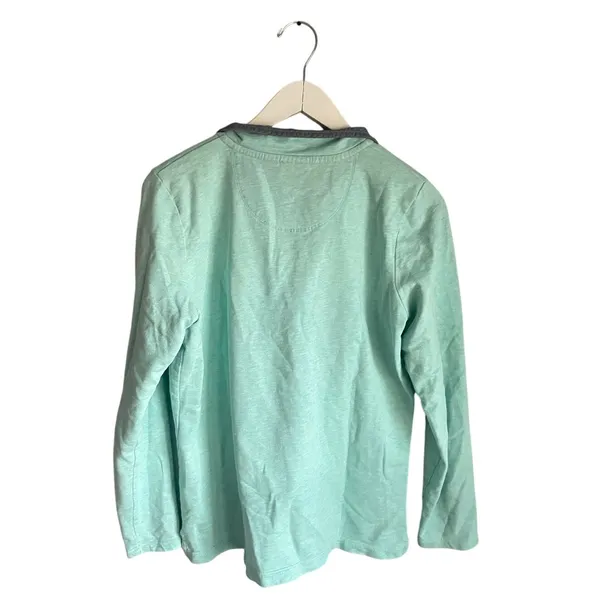 L.L.Bean Mint Green Quarter Zip (Buttons) Pullover Collared Nautical Preppy M - Image 4