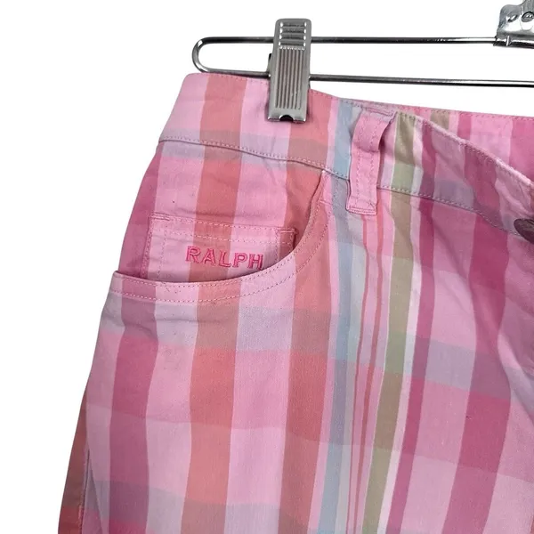 Ralph by Ralph Lauren Womens Sz 0 St Barts Hilite Plaid Pink Capri Pants Y2K - Image 5