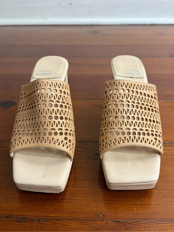 Jeffrey Campbell Caviar Lasercut Platform Heeled Sandals Sz 7 💛🍄 - Image 5