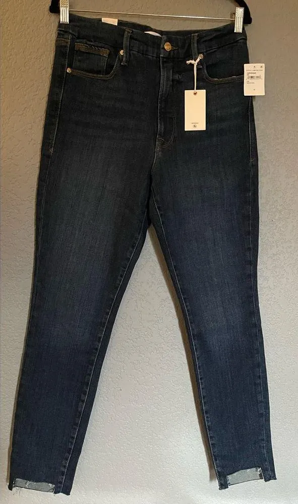 NWT Good American Good Waist Step Hem Skinny Jeans Dark Blue Denim Size 10 - Image 5