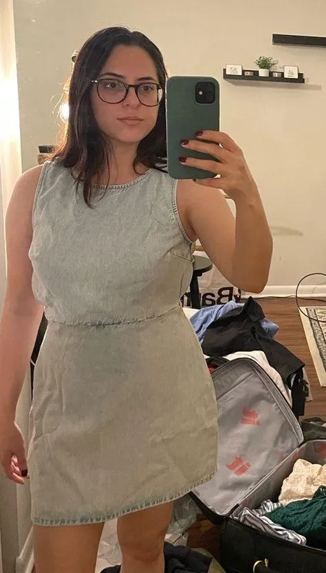 Zara blue denim mini dress - Image 3