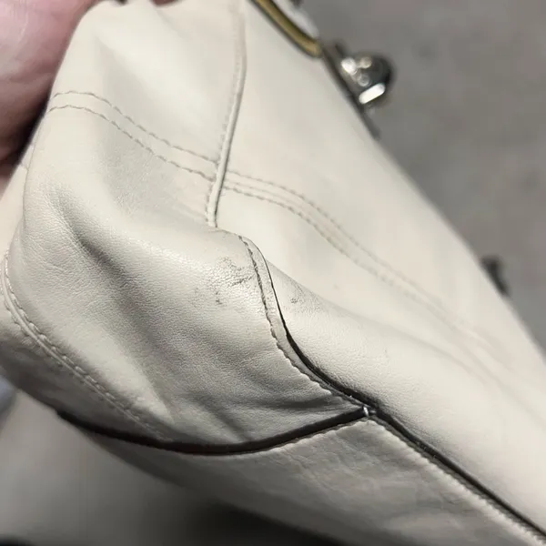 Vintage Coach Cream White Colette Leather Carryall Bag Purse No. J1020-16460 - Image 8