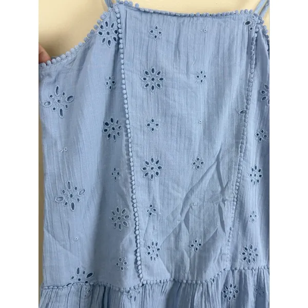Aerie Blue Eyelet Mini Babydoll Dress Women’s XS Sundress Boho Cottagecore - Image 4