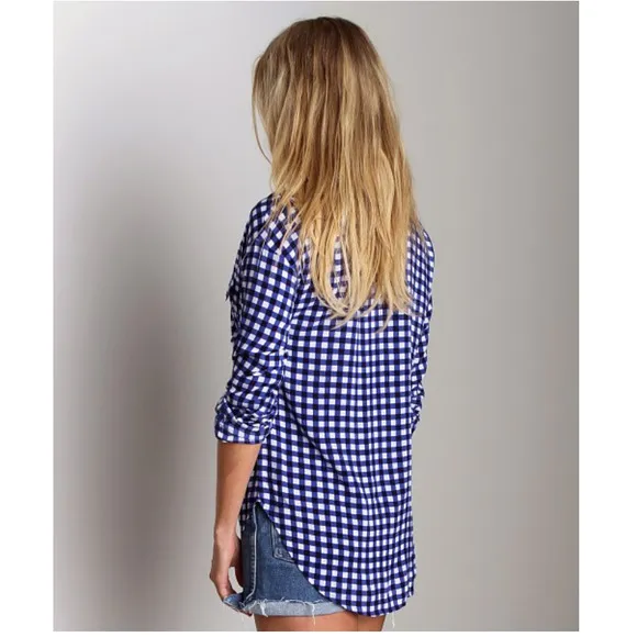 Splendid Gingham Button‎ Down Navy - Image 3