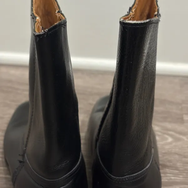 VTG Y2K Justin Black Leather Roper Western Cowboy Boots Square Toe 5.5 Wide Boho - Image 8