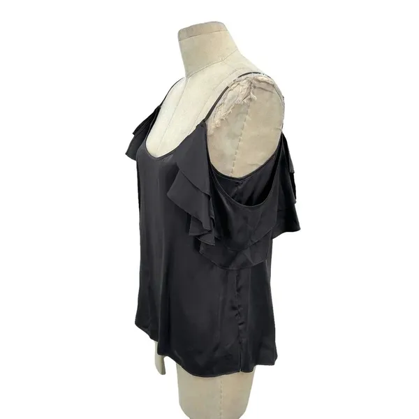Cami NYC Samantha Cold Shoulder‎ Silk Top In Slate Gray Silk Size Small - Image 6